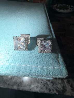 GRA Certified Moissanite Princess Cut Square Halo Stud Earrings